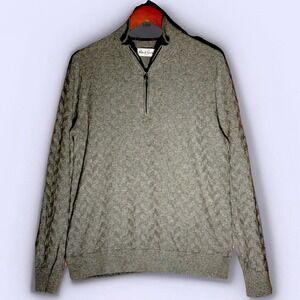 Robert Graham Diamond Knit Sweater Mens Size Med Gray 1/4 Zip Classic Fit Wool